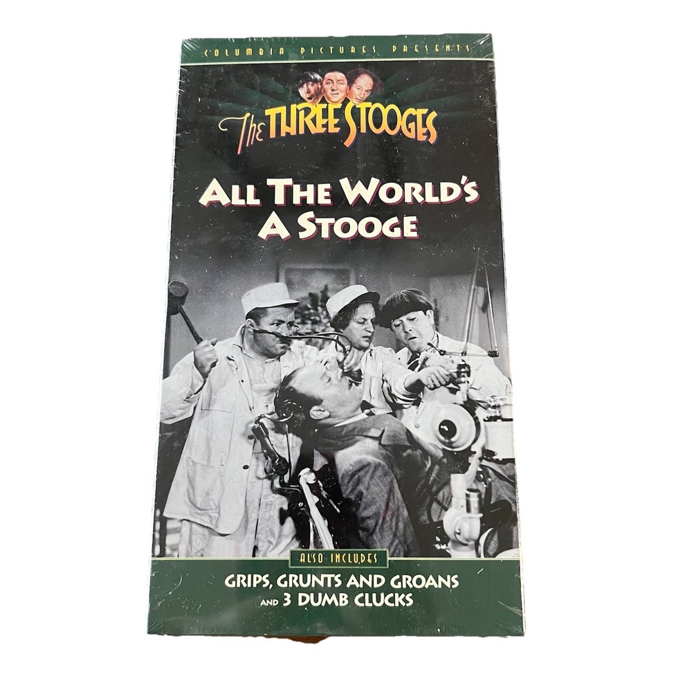 The Three Stooges All The Worlds A‎ Stooge VHS Vintage Classic New Sealed 1993
